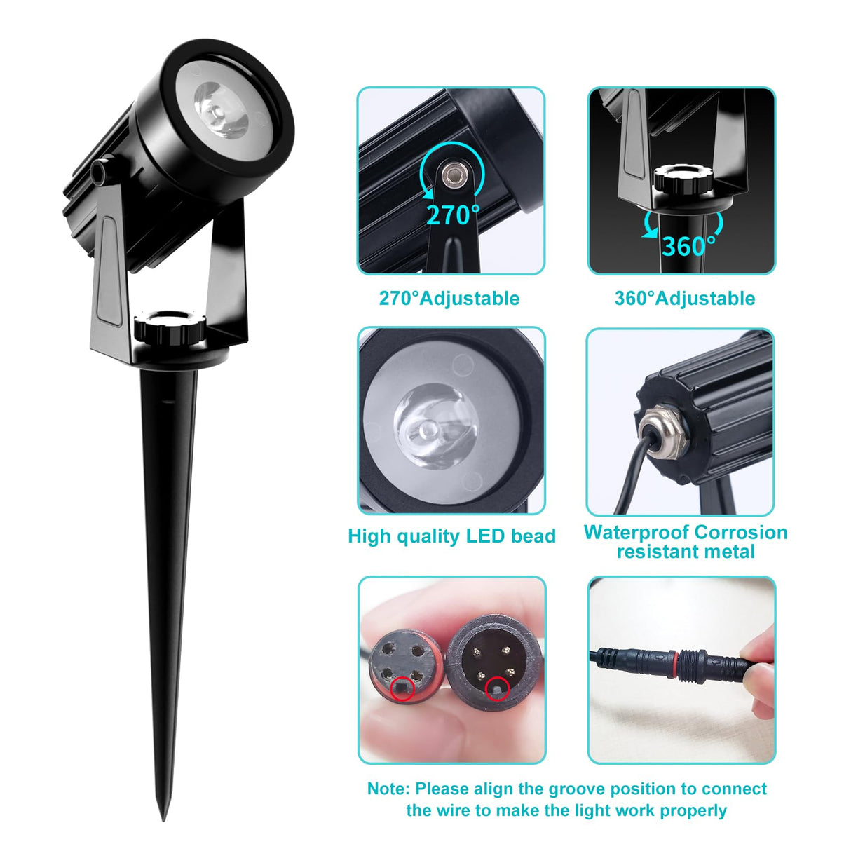 T-SUNUS Christmas Color Changing Solar Spot Lights Metal, RGB LED Landscape Spotlights IP65 Waterproof Spotlight 2-in-1 for Outdoor Uplighting Garden Pathway Trees Flag Pond Yard Halloween