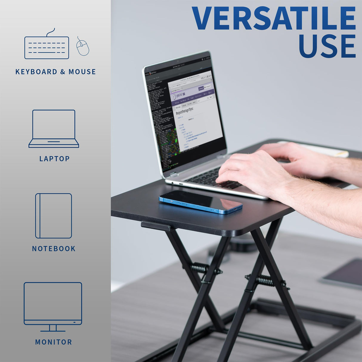 VIVO Single Top 30 inch Scissors Lift Keyboard and Mouse Riser, Height Adjustable Laptop Desk, for Ergonomic Sit Stand Workstations, Black, DESK-V030A