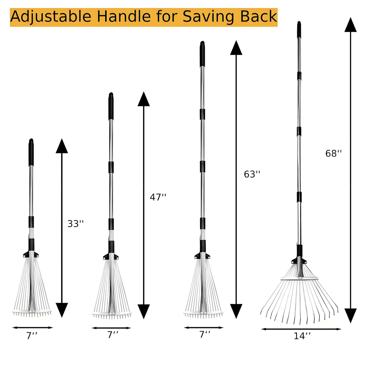 RISETEX Leaf Rake with 53 Gal Leaf Bags, Expandable Heavy Duty Metal Set