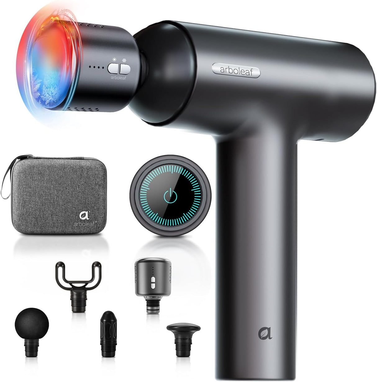 arboleaf Massage Gun with Heat and Cold, 6 Speeds Muscle Massage Gun Deep Tissue with Case, Powerful Percussion Massager for Home Gym Office Muscle Back Pain Relief, Gift