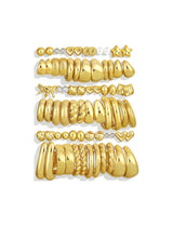 36 Pairs Chunky Gold Hoop Earrings Set for Women, Gold Plated