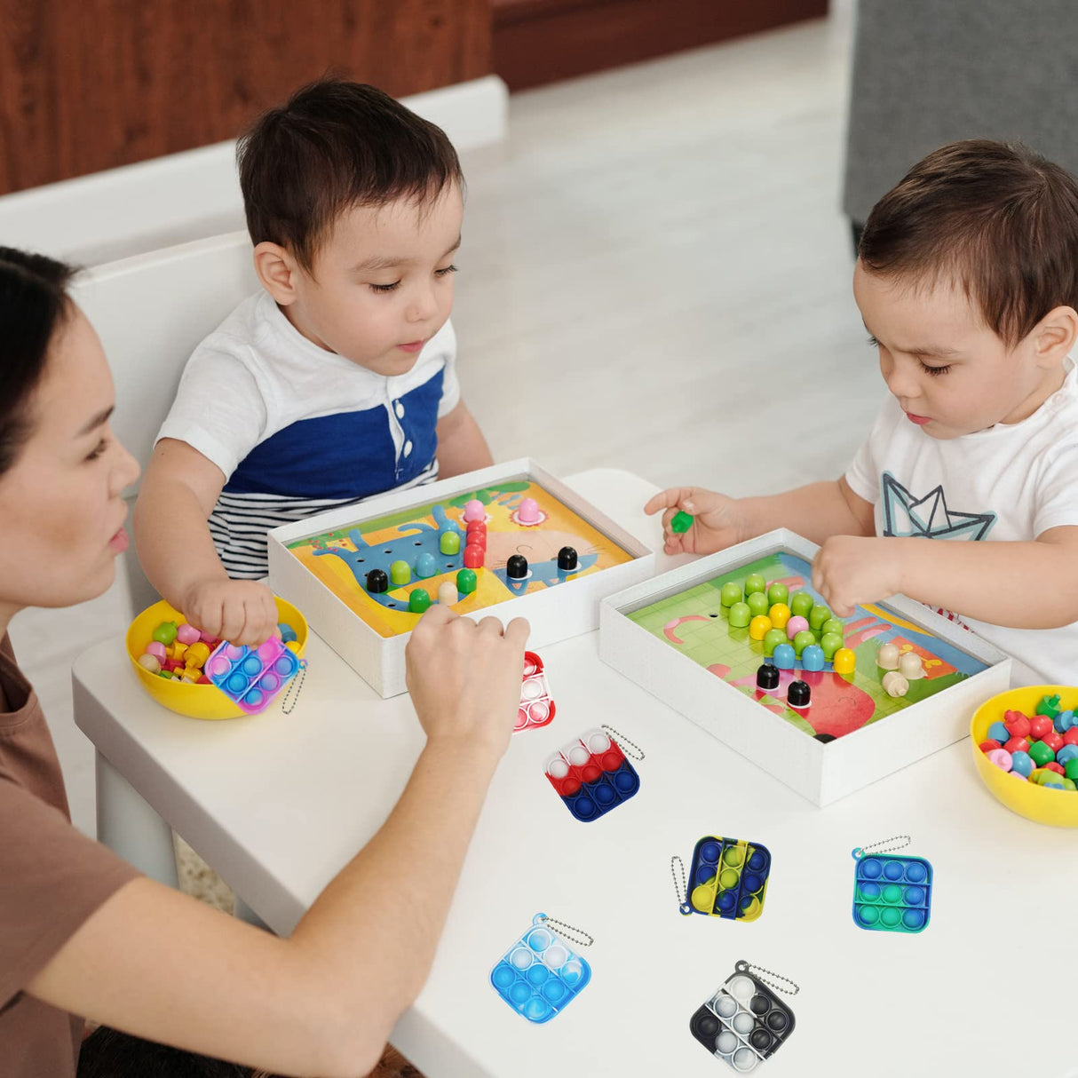 120 Pcs Mini Pop Bubble Fidget Toys, Silicone Keychain Small Pop Bulk for Party Favors, Classroom Prizes, Reliever Hand Toy Goodie Bag Stuffers Halloween Christmas Birthday Gifts for Kids Students