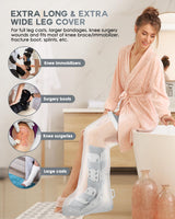 Waterproof Extra Wide Full Leg Cast Cover for Shower after Knee Surgery with Upgrade Non-Slip Bottom, Watertight Leg Cast Protector for Knee Immobilizer/Brace, Bandage Wounds, Walking Boots, Reusable