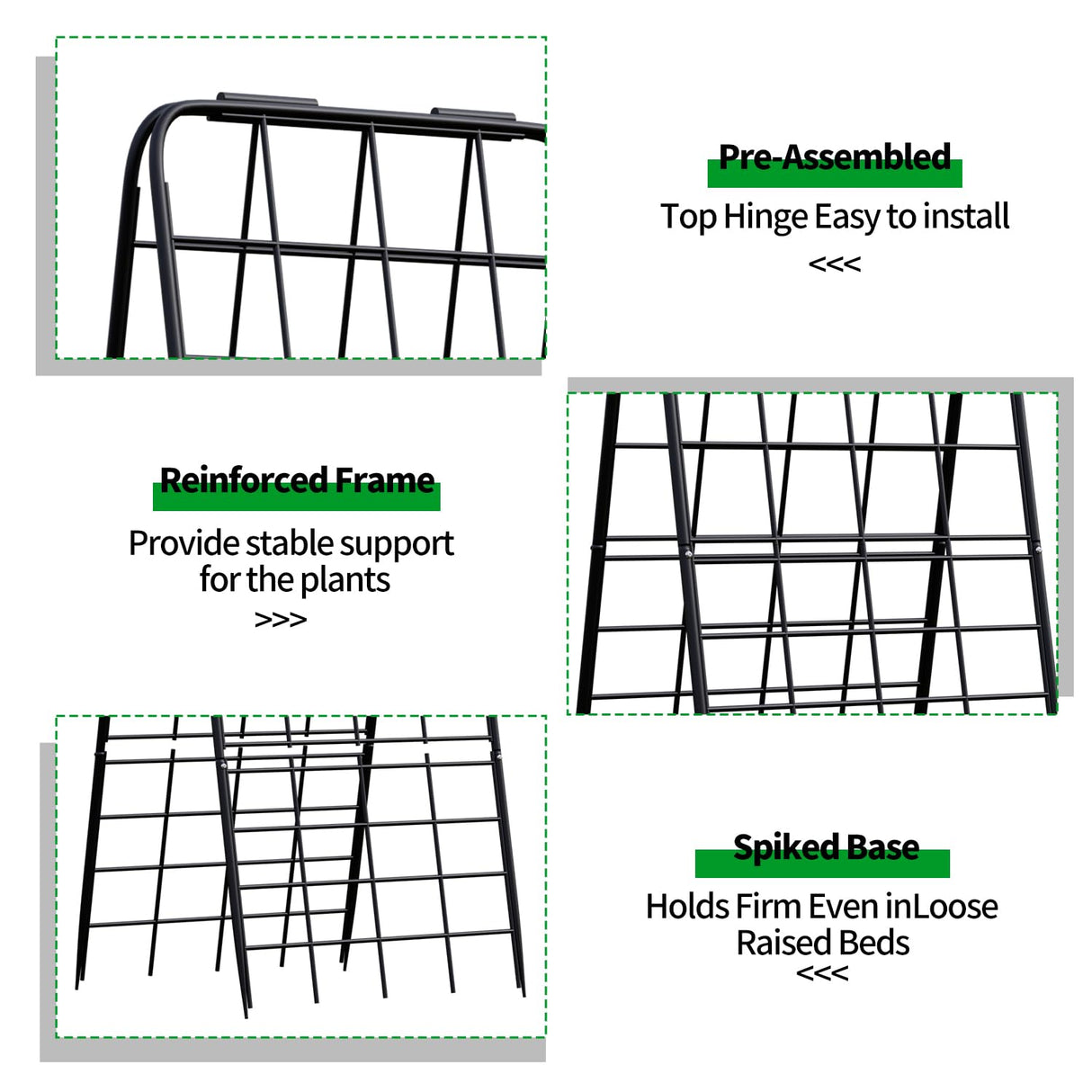 DOLEMODUO Heavy Duty Trellis for Climbing Plants, 50"x17" Adjustable Height Steel Cucumber Trellis, Powder Coated Metal Garden Trellis for Raised Beds,Tomatoes, Cucumbers & Outdoor Vines