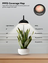 GLOWRIUM Smart Grow Lights for Indoor Plants,10W Full Spectrum Plant Lights with Bluetooth App Control, 360° Flexible Gooseneck Grow Lamp, Auto Timer 3/9/12Hrs, 10 Brightness for Small Plants, Black