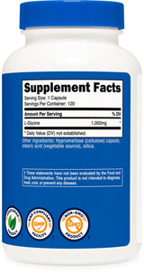 Nutricost L-Glycine 1000mg, 120 Capsules, Vegetarian, Non-GMO and Gluten Free