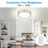 DLLT Flush Mount LED Ceiling Light: 13 Inch 5CCT (3000K-6000K) & Dimmable Ceiling Light Fixtures for Bedroom Hallway - 24W Modern Brushed Nickel Super Bright Kitchen Lighting Fixtures Ceiling