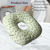 Wuronsa Ear Piercing Pillow for Side Sleepers, Pillow with an Ear Hole for CNH and Ear Pain Ear Inflammation Pressure Sores, O-Shaped Side Sleeping Pillow, Ear Guard Pillow(Green Flower)