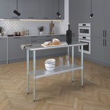 AmGood 18 in. x 48 in. Stainless Steel Work Table | Metal Kitchen Food Prep Table | NSF