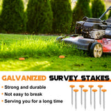 Silkfly 8 Pcs 6.7 Inch Survey Stakes Property Line Markers Low Profile Heavy Duty Hi-vis Orange Stakes Building Line Marker for Garden Lawn Landscape Edging Weed Barriers
