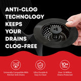 Kitchen SinkShroom Clog-Free Kitchen Sink Drain Strainer with Stopper - Sink Protector for Kitchen Sink, Stainless Steel, Matte Black
