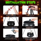 MEADIN Halloween Decorations Outdoor - Large Witches Cauldron on Tripod with Cauldron Diffuserr and Big Skeleton - Black Plastic Cauldron Halloween Decor for Outside Yard Lawn Home Porch Door