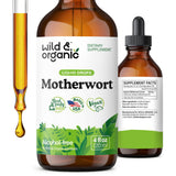 Wild & Organic Motherwort Tincture - Good Mood, Calmness, Overall Support - Supplements for Women with Motherwort Herb - Vegan, Sugar & Alcohol-Free Extract Drops - 4 fl oz
