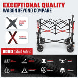 Sekey 500LBS Heavy Duty Double Decker Wagon with Extender, 400L Large Capacity Collapsible Garden Cart Fits 10x10 Canopy, All-Terrain Big Wheels with Brakes, Foldable Utility Wagon for Sports, Camping