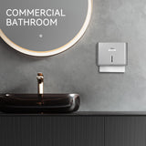 PLUSSEN Paper Towel Dispenser Wall Mount, Adhesive No Drilling Multifold Trifold C Fold Commercial Hand Towel Dispenser,Silver