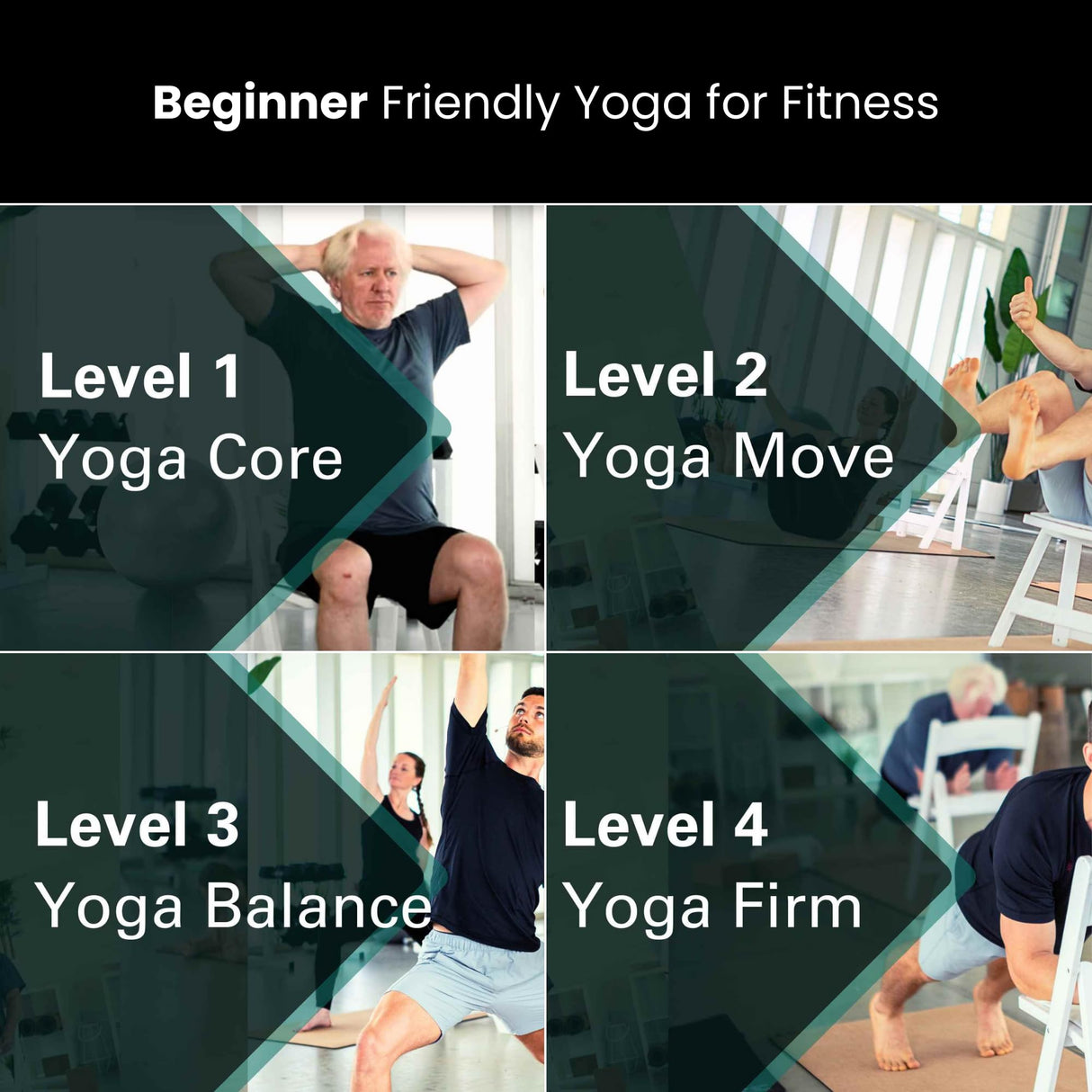 Yoga Vitality - Chair Yoga For Seniors, Older Adults, and Absolute Beginners | Made For Healthy Aging, Improved Mobility, Joint Health, Balance, Pain Relief, and Injury Prevention | 4 Levels