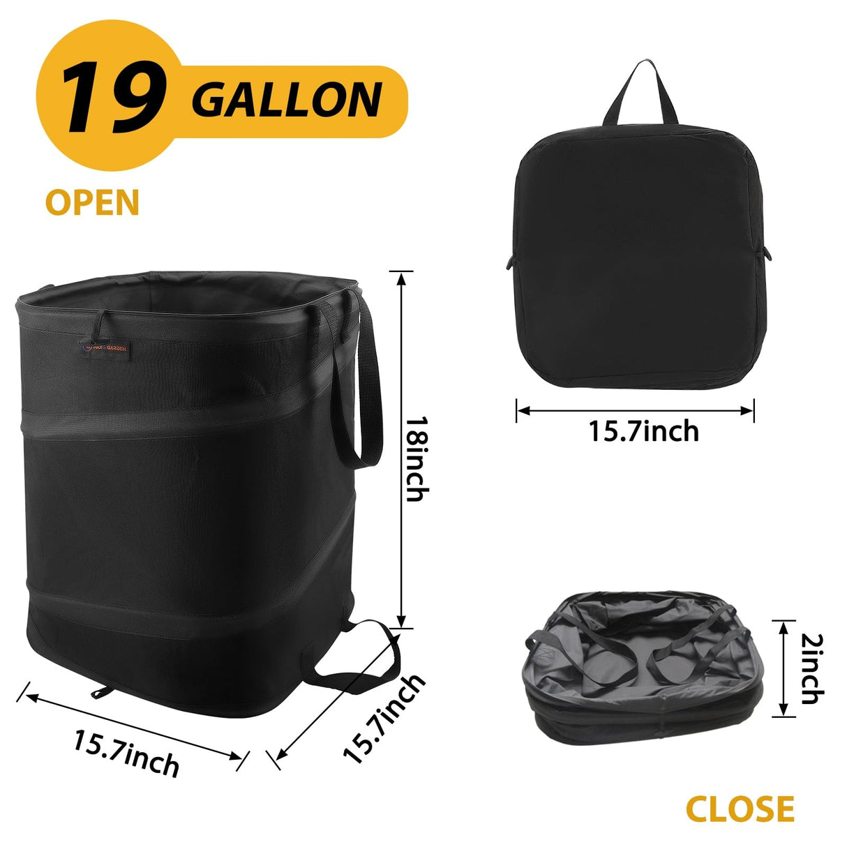 YUDI & GARDEN 19 Gallon Square Collapsible Yard Waste Bin