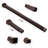 plusgutter 11.5ft Long Gutter Downspout Extensions Flexible, 4" Diameter Drain Downspout Extender, Down Spout Drain Extender for Rainwater Drainage, Extendable from 2.6ft to 11.5ft(Brown)