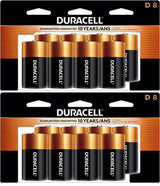 Duracell - CopperTop D Alkaline Batteries with recloseable Package - Long Lasting, All-Purpose D Battery for Household and Business - 8 Count (Pack of 2)