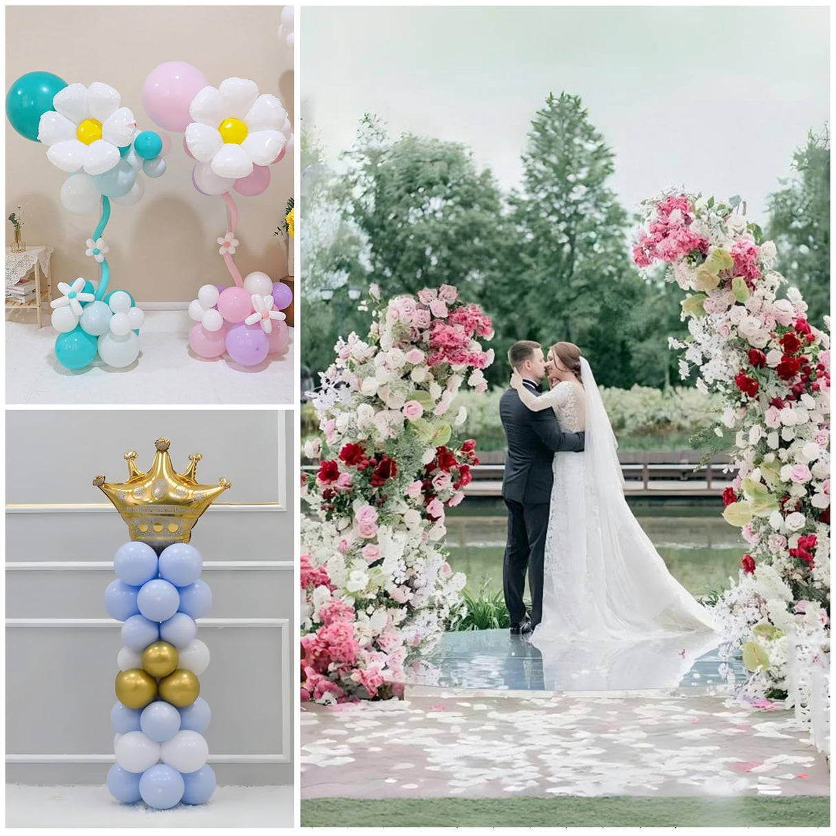 Bazen Balloon Arch Stand Kits Gold 8.2FT&5FT Half Arch Backdrop Stand