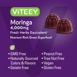 Viteey Moringa Gummies for Adults & Teens - Moringa Leaf Extract 4000mg - Immune Support, Energy Booster, Better Mood Support - Chewable Green Superfood - Vegan, Gelatin Free - Strawberry Flavored