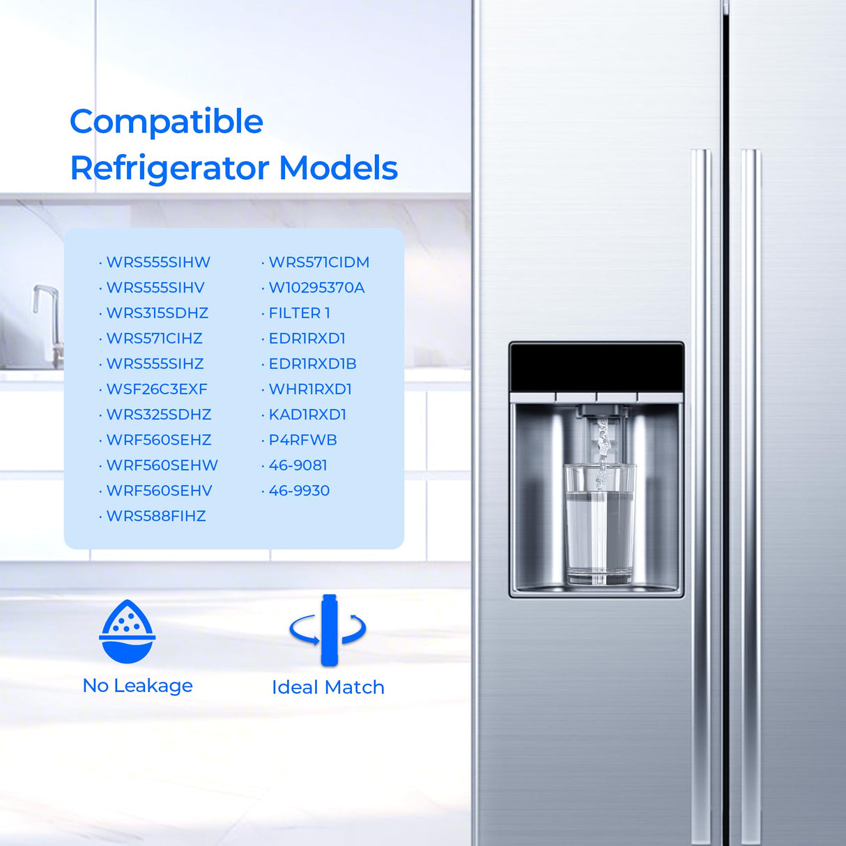 TEEHAY W10295370A Water Filter Replacement, Compatible with Whirlpool EDR1RXD1, EDR1RXD1B, EveryDrop Filter 1, W10295370, Whirlpool WHR1RXD1, KitchenAid KAD1RXD1, P8RFWB2L, P8WB2L, 2 Pack