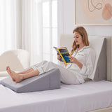 Ruqmuis Wedge Pillow for Acid Reflux, Bed Wedge Pillow for Headboard 10", Pillow Wedge for Back Pain Relief, Post Surgery, Elevated Pillows for Sleeping, Snoring, Triangle Pillow with Cover, White