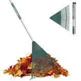 ORIENTOOLS 69" Adjustable Leaf Rake with 5-Section Handle, 26-Tine Durable Plastic Head, Dual-Use Design Converts to Leaf Scoops, Lightweight Yard Rake for Lawns, Grass, Shrubs & Garden (Foldable)