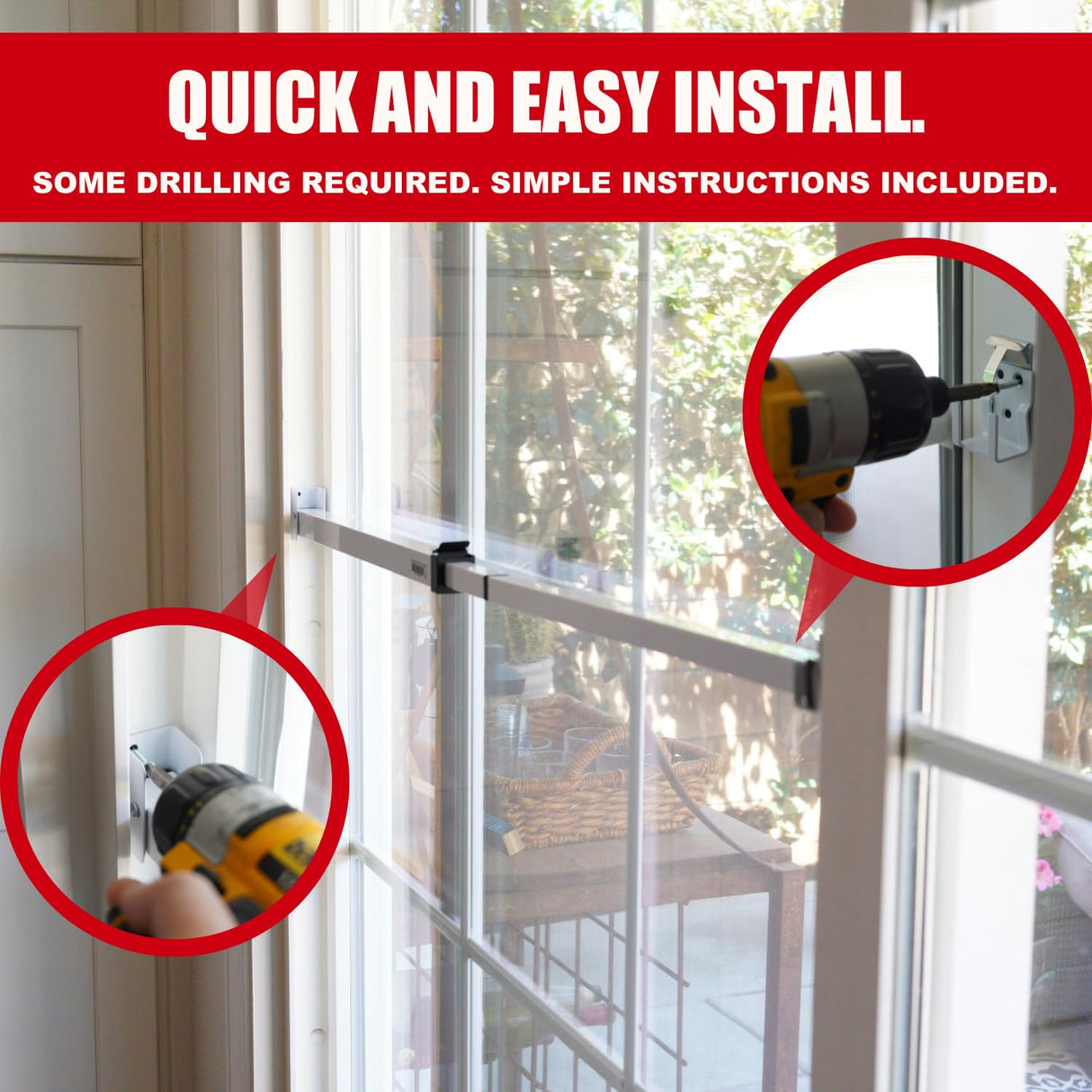 SECURITYMAN Sliding Door Security Bar-Child Proof Sliding Door Lock Bar with Anti Lift Lock - Fits Most Doors & Windows - Adjustable Patio Door Security Bar (18.75"- 51.1") - White