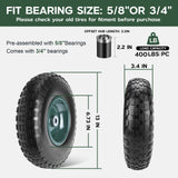 Taifa 1 PC 13 Inch 4.00-6 with 5/8'' & 3/4'' Bearings Rubber Solid Flat Free Replacement Tires and Wheels, Air Less Wheel for Wheelbarrow/Wagon/Hand Truck/Trolley/Garden Scooter etc.