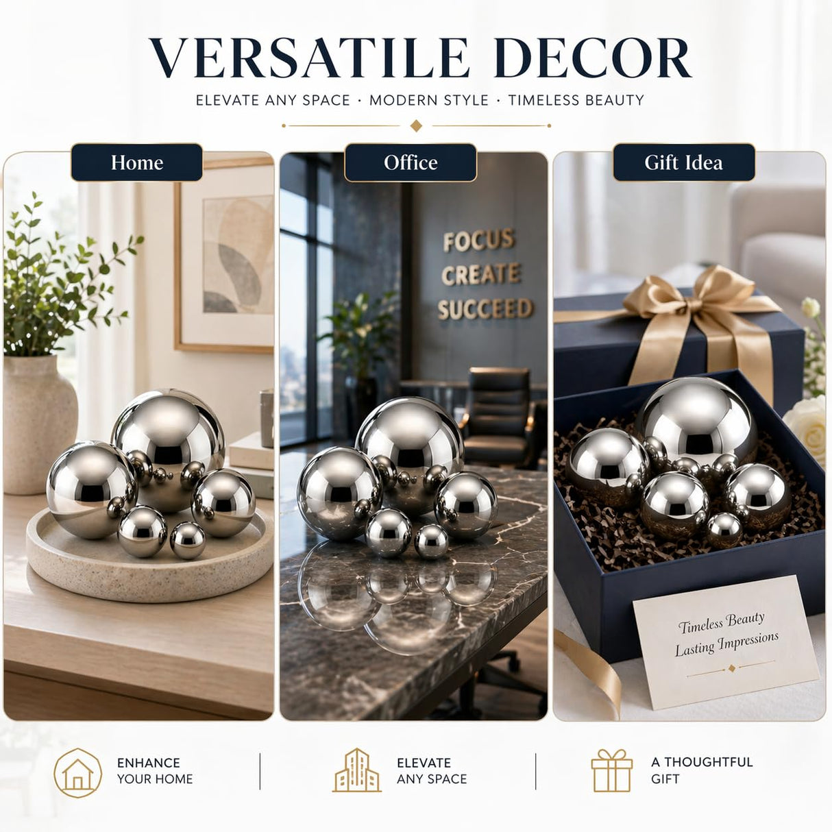 Gazing Ball Garden Mirror Outdoor, Outside Decorative Globe Silver 5Pcs Mix