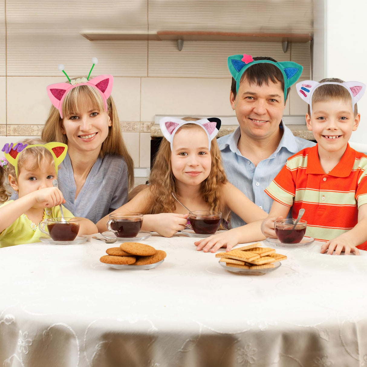 5 PCS Cat Ears Headband Set-Halloween Christmas Festival Theme Party Cartoon Cosplay Costume Accessories