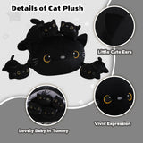 SQEQE Black Cat Mommy Stuffed Animal with 4 Babies Cat in her Tummy, Cute Black Cat Plush Toys for Kids, Gifts Ideal for Christmas, Valentine's, Birthday