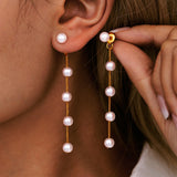 HAXIYA Lariat Long Gold Necklace for Women Pearl Y Necklaces Set