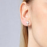 HANFLY 925 Sterling Silver Cross Stud Earrings Fashion Earrings