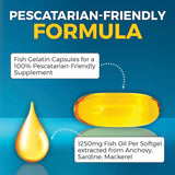 Triple Strength Omega 3 Fish Oil Supplement for Men and Women – 2500 mg High-Potency, Easy-to-Absorb Re-esterified Triglyceride Form, Pescatarian-Friendly DPA EPA DHA Omega 3 Supplement, 180 Softgels