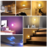 BLS LED Puck Lights with Remote Control, Wireless Under Cabinet & Closet Lighting, RGB 13 Color Changing Lights with Dimmer, Timer & AA Battery Operated, Push, Touch, Stick on for Night, White, 6 Pack