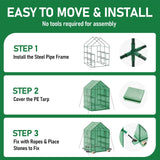 SPECILITE 56×56×78Inch Walk-in Greenhouse, Heavy Duty Small Plant House with Thicken PE Cover and Steel Frame, for Garden, Outdoors, Indoors, Green