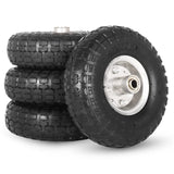 GICOOL 4.10/3.50-4" Tire and Wheel, 10" Pneumatic Tire, 4 Pack, with 2 1/4" Offset Hub, 5/8" Axle Bore Hole, Sealed Bearings for Hand Truck Trolley Dolly Garden Wagon Cart Wheel Replacement