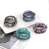 Noessla Beaded Boho Stretch Bracelet Colorful Stackable Crystal Beads Bracelets Trendy Costume Jewelry Mothers Day Gifts for Women(21-Blue)
