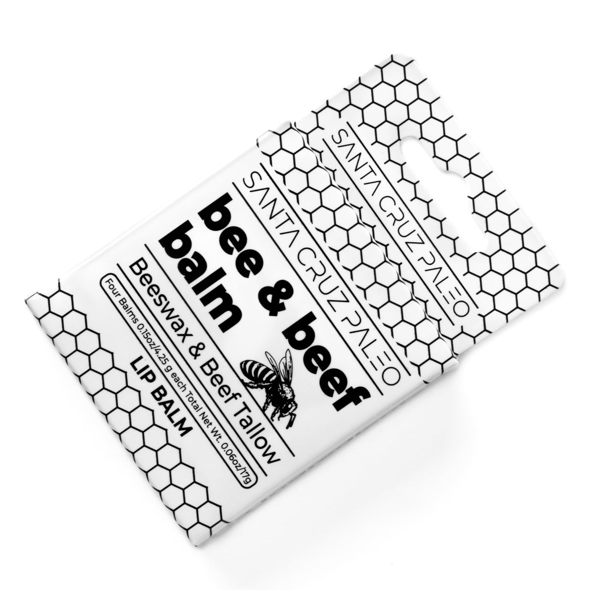 Santa Cruz Paleo Grass Fed Beef Tallow & Beeswax Lip Balm, 4 Pack, Beef Tallow for Skin Care Moisturizer, Lip Care for Dry Chapped Lips, Hypoallergenic for Sensitive Skin, Long Lasting & Vitamin Rich