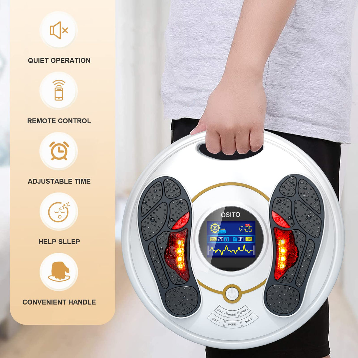 OSITO EMS Foot Circulation Device- FSA HSA Store Eligible, Foot & Leg Massager Stimulator-Reducing Legs, Feet Aches and Pains with Increased Circulation