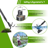 Lilyvane Garden Hoe, 2 in 1 Weeding Hoe and Cultivator Soil Tiller, 66" Long, Heavy Duty Hoe Garden Tool for Weeding, Loosening Soil, Cultivating, Gardening