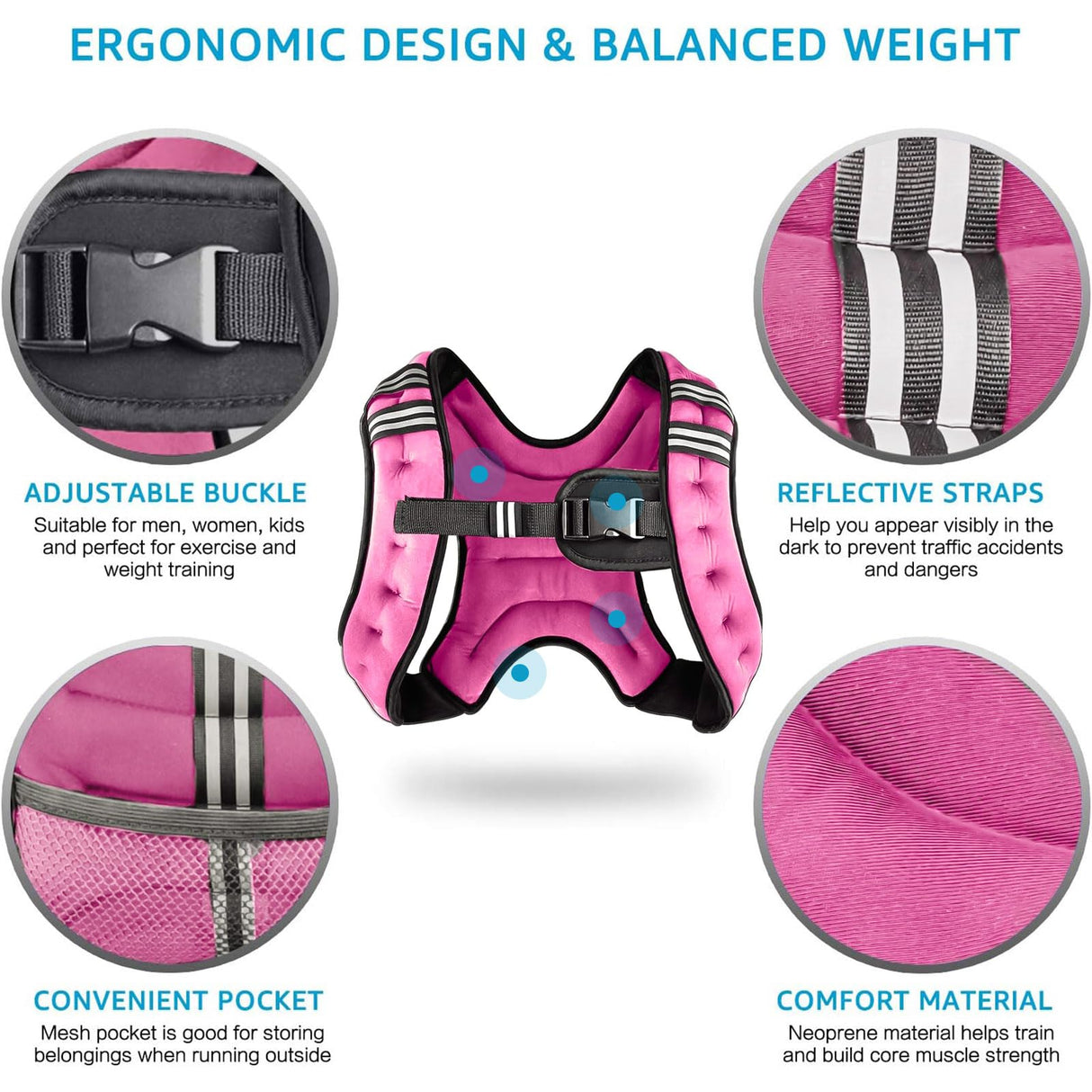 Henkelion Weighted Vest Weight Vest for Men Women Kids Weights Included, Body Weight Vests Adjustable for Running, Training Workout, Jogging, Walking