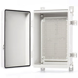 QILIPSU Junction Box IP67 Waterproof Plastic Electrical Enclosure Outdoor Weatherproof Project Electric Box with Mounting Plate, Wall Brackets, Hinged Grey Cover 11.2"x7.7"x5.1"