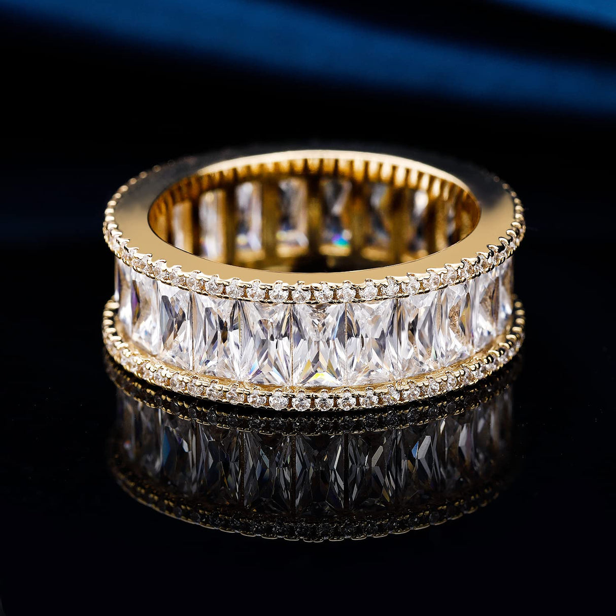 MDFUN 18K Gold Plated Eternity Rings for Women Cubic Zirconia Wedding Promise Engagement Band 8