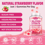 Calcium Citrate Gummies 1200 mg for Adults: Ultimate Absorption Calcium Supplement for Women & Men - Easy to Digest, Vegan, Non-GMO, Gluten Free - Natural Strawberry Flavor