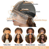 Chocolate Brown Lace Front Wigs Human Hair 13x6 Deep Wave Lace Front Wigs Human Hair 200 Density HD Colored Deep Curly Lace Frontal Wigs for Women Pre Plucked with Natural Hairline (Brown Wig, 30inch)