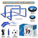 Nazano 3-in-1 Hover Soccer Ball, Kids Toddler Hockey Set with LED Lights,Indoor Outdoor Toys for Kids, Soccer Gift for Boys 6-8 8-12, Birthday,Kids, Boys Girls Age 6, 7, 8, 9, 10, 11, 12