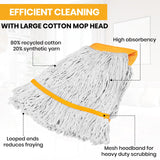 6PK Heavy Duty Commercial Mop Head Replacement- Loop End Cotton Blend String Refill for Side Loading & Clamp Style Mops, Restaurant , Janitorial & Industrial Cleaning(Yellow)